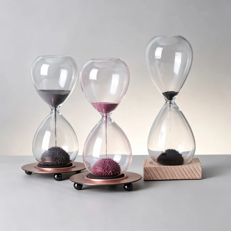 Magnetic Sand Hourglass With Metal Base factory