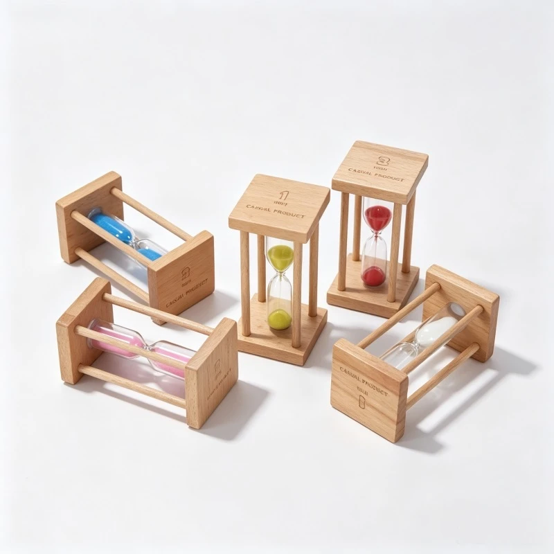Square Four-Column Wooden Hourglass